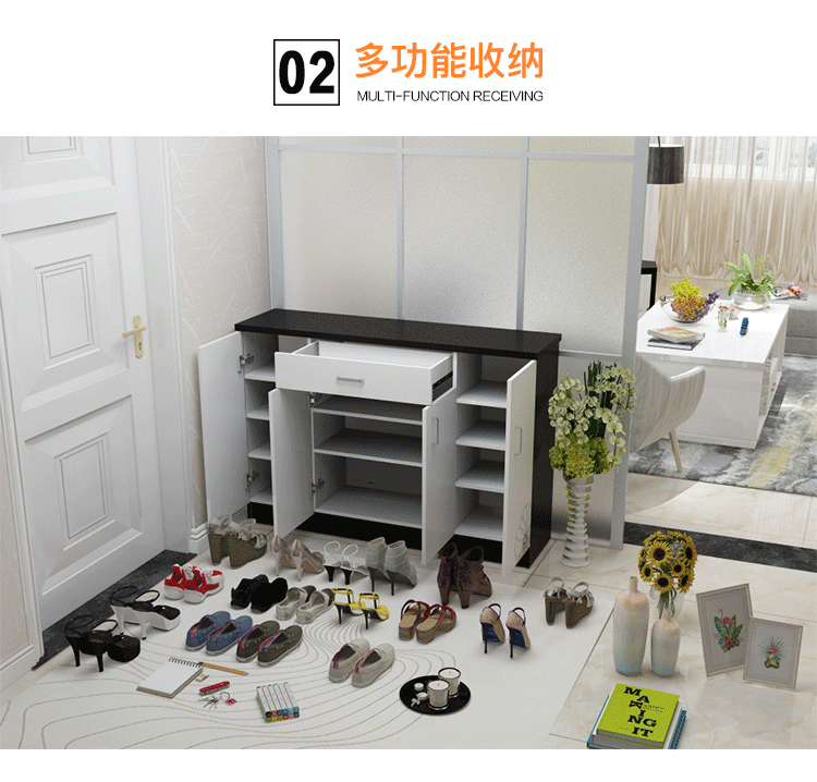 鞋柜多功能简易鞋柜经济型玄关柜子简约现代鞋柜鞋架门厅柜双开门大