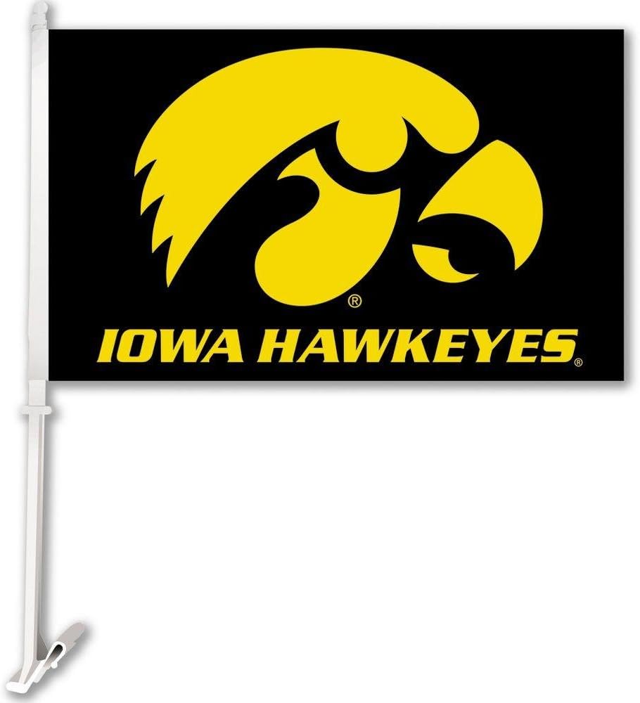 ncaa iowa hawkeyes car flag hawk logo with free wall brackett