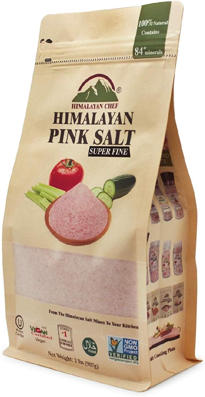 himalayan chef 100% natural pink coarse salt 2 lbs bag.