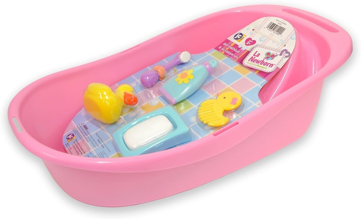 jc toys jc toys 7-piece pink baby doll bath gift set fits most