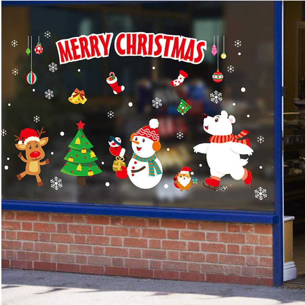wmdecal merry christmas happy year 2019 即剥即贴窗户贴纸可移除