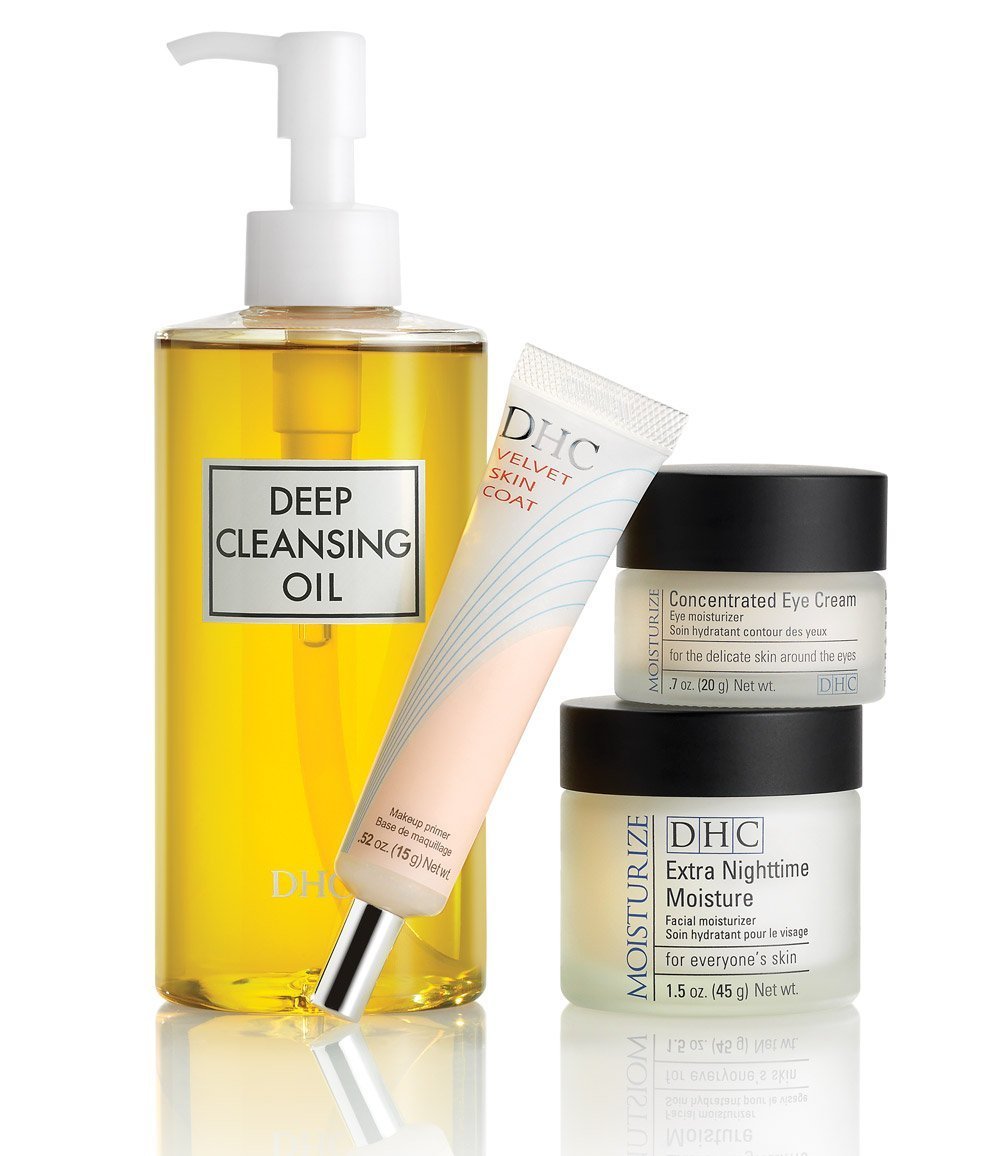 dhc best selling beauty essentials set, 4-piece skin care set