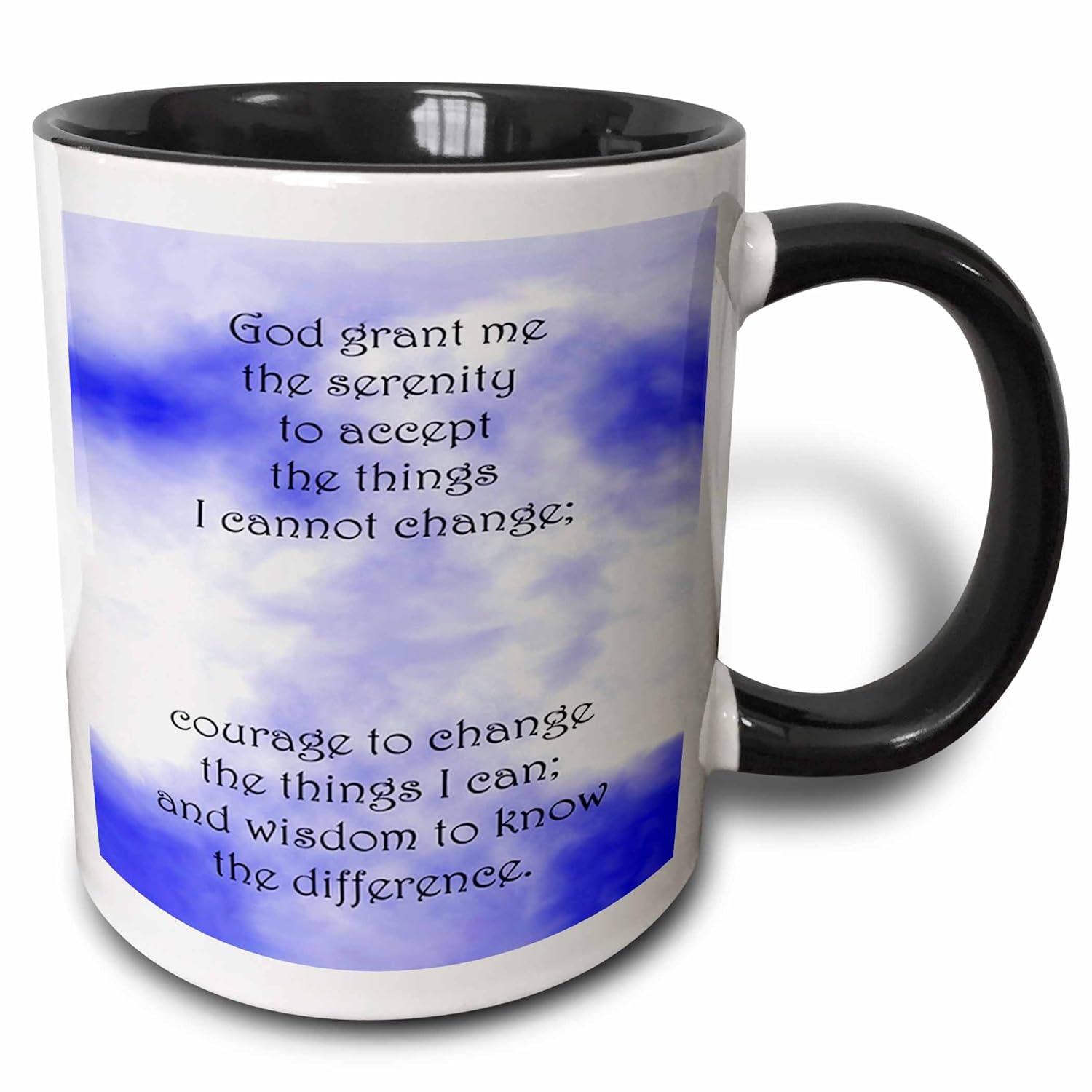 3drose 祈祷–宁静祈祷–马克杯 黑色/白色 11-oz two-tone black mug