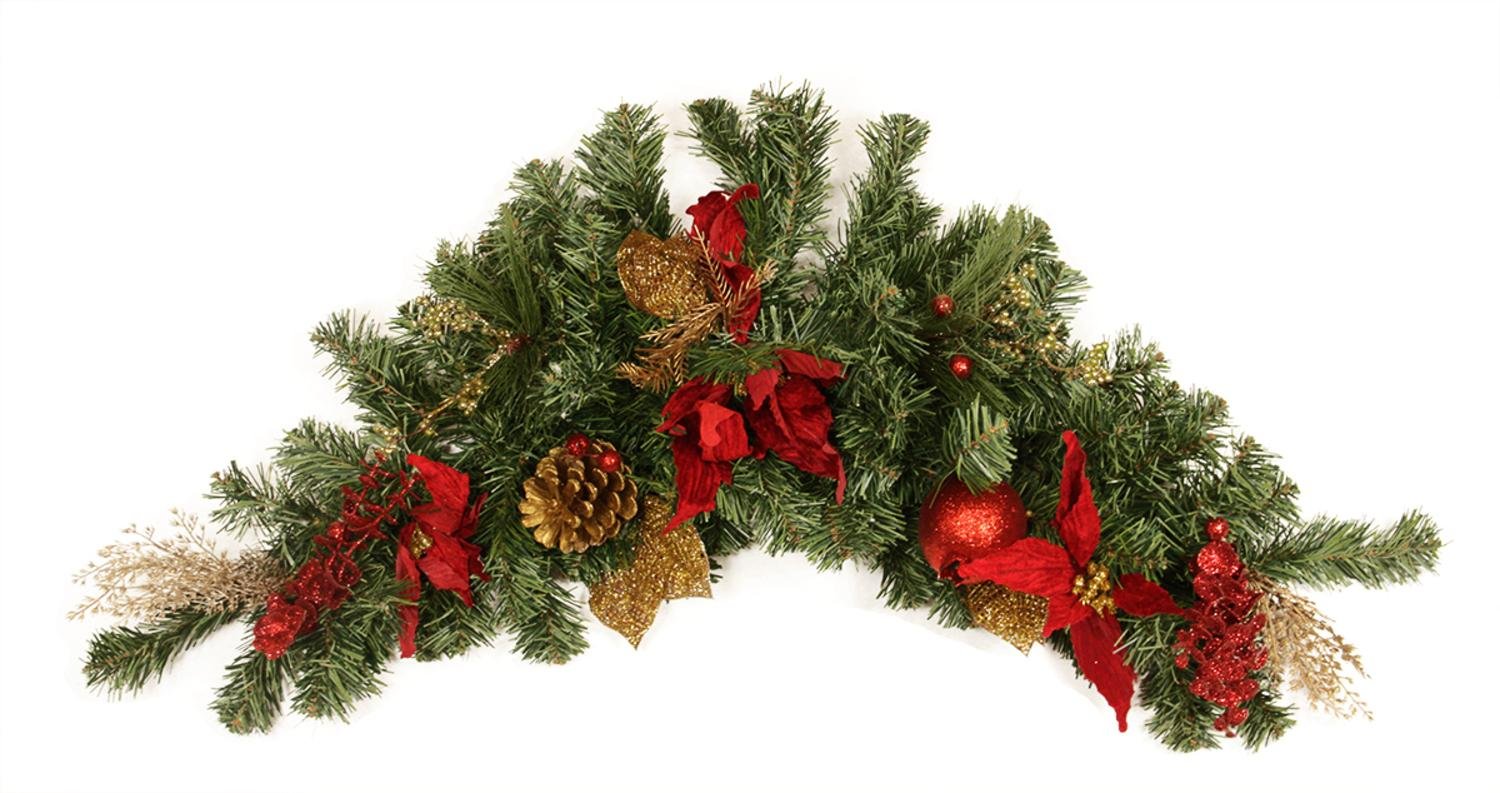 桉树和金色 pine cone 仿真圣诞 swag02–02unlit 【christmas