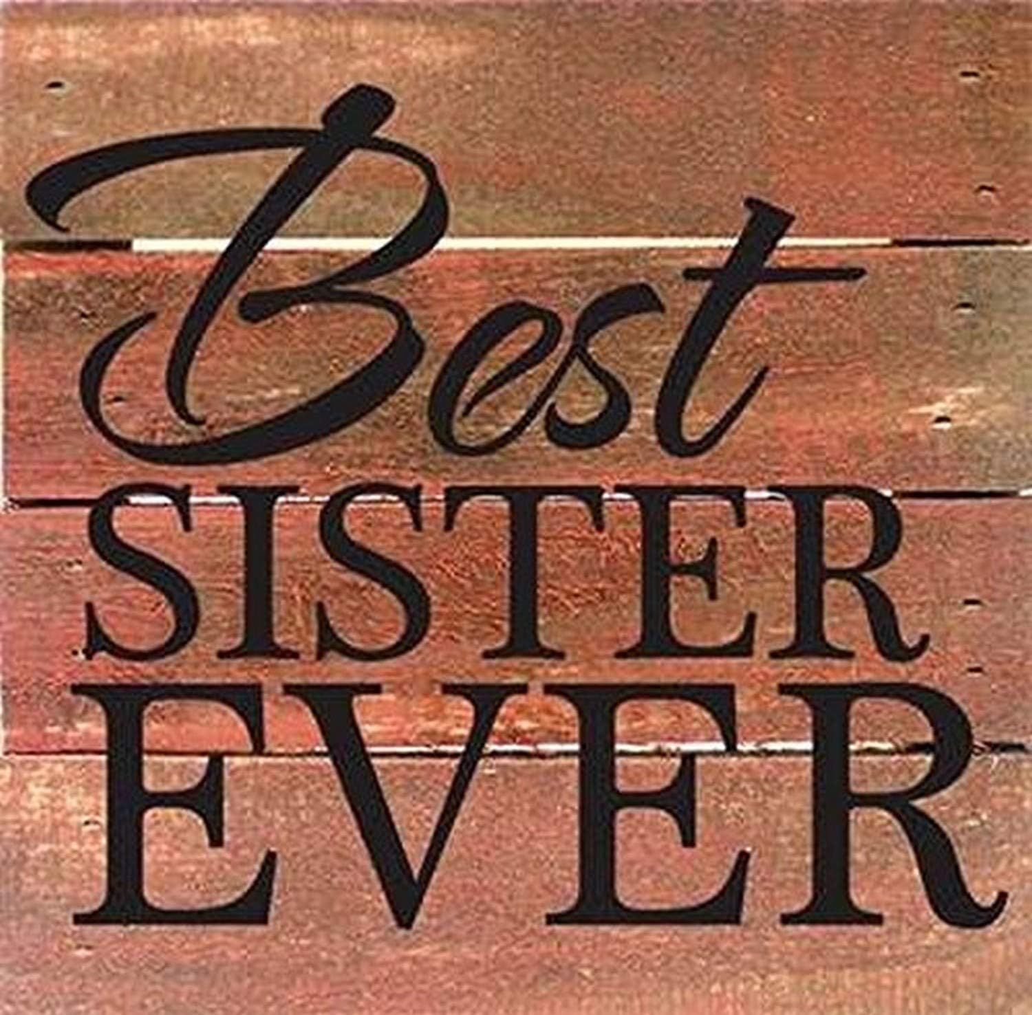 best sister ever 6x6 木质托盘设计墙壁艺术标志 红色 6