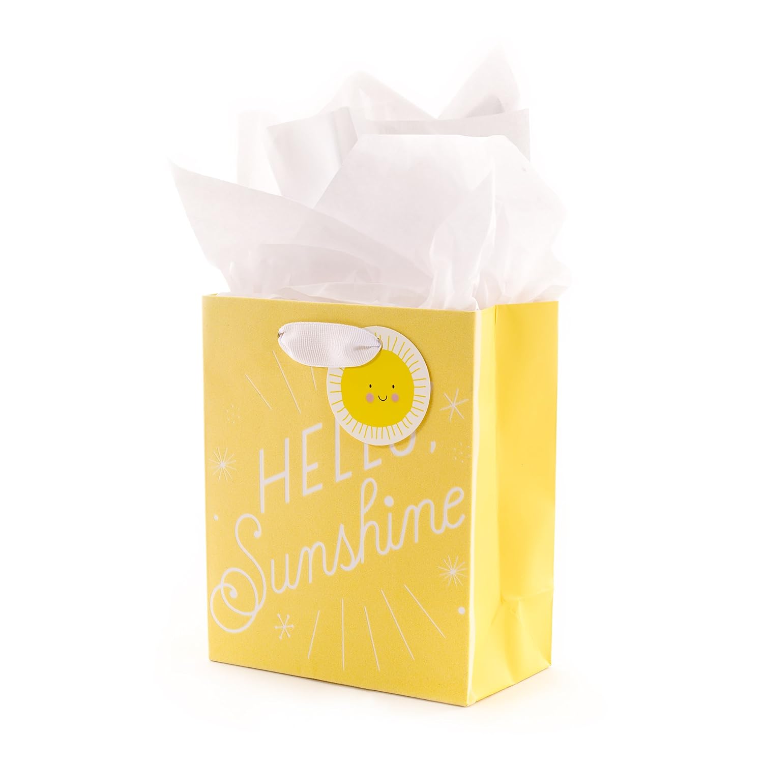 hallmark small yellow gift bag with tissue paper