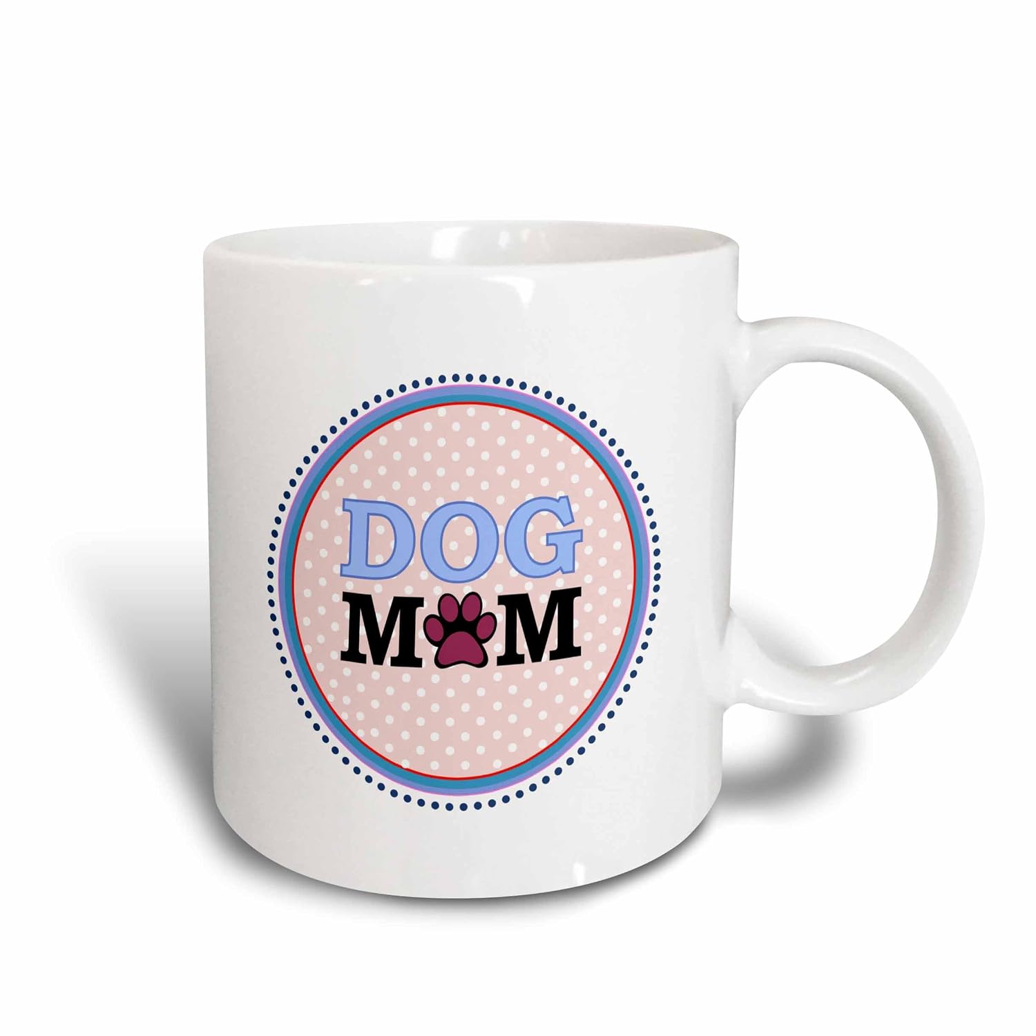 o circle coral salmon pink polka dot doggy mommy ceramic mug, 11