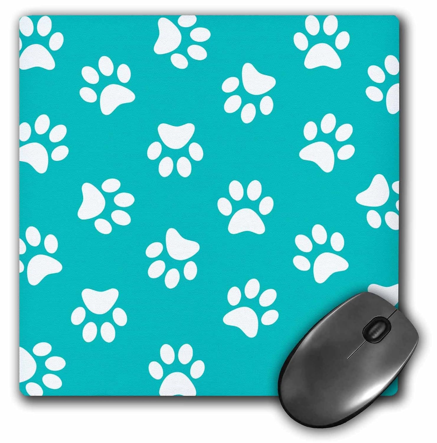 3d 玫瑰哑光鼠标垫 - 8 x 8 teal blue and white paw