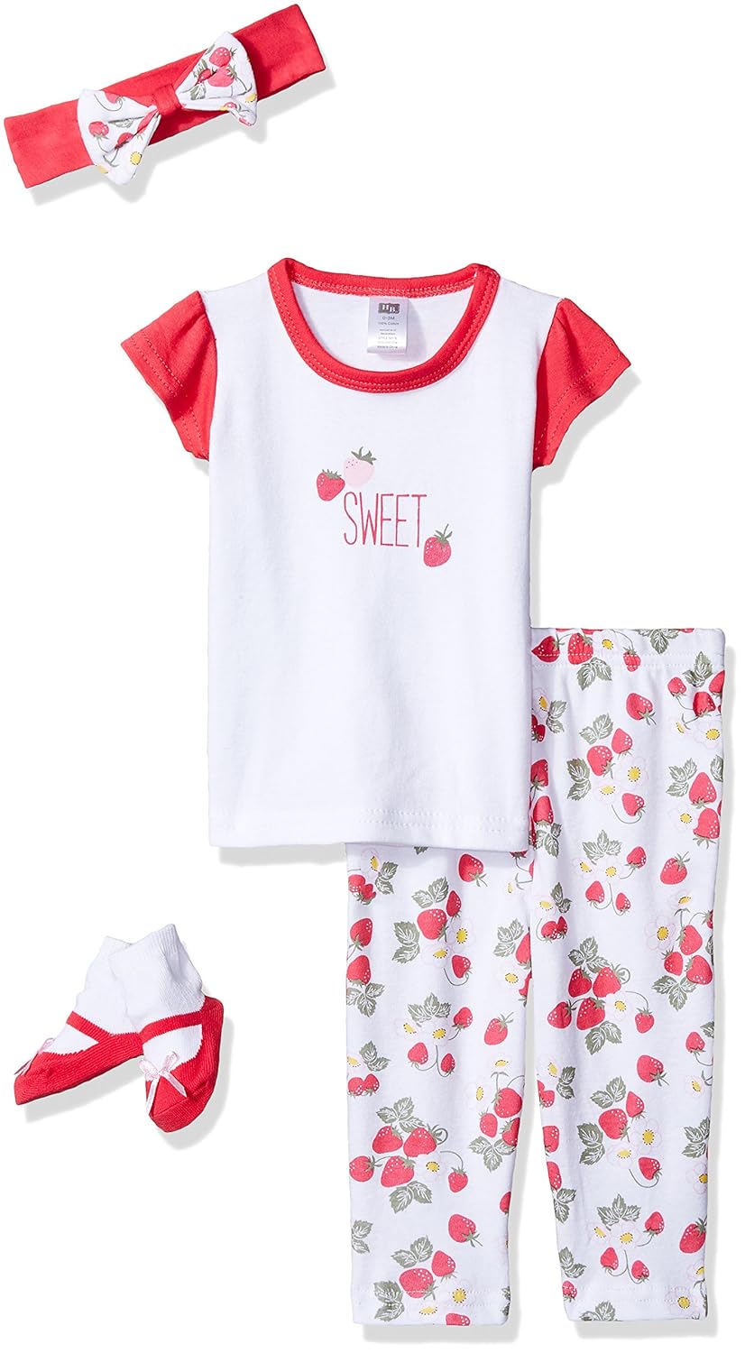 hudson baby 4 piece top, pant, socks and headband gift set