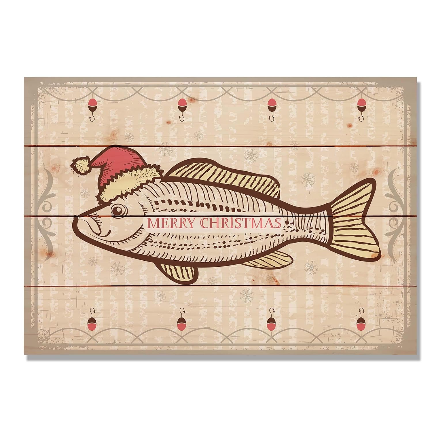 art merry christmas fish 室内/室外墙壁艺术 20x14 粉红色 wmcf2014