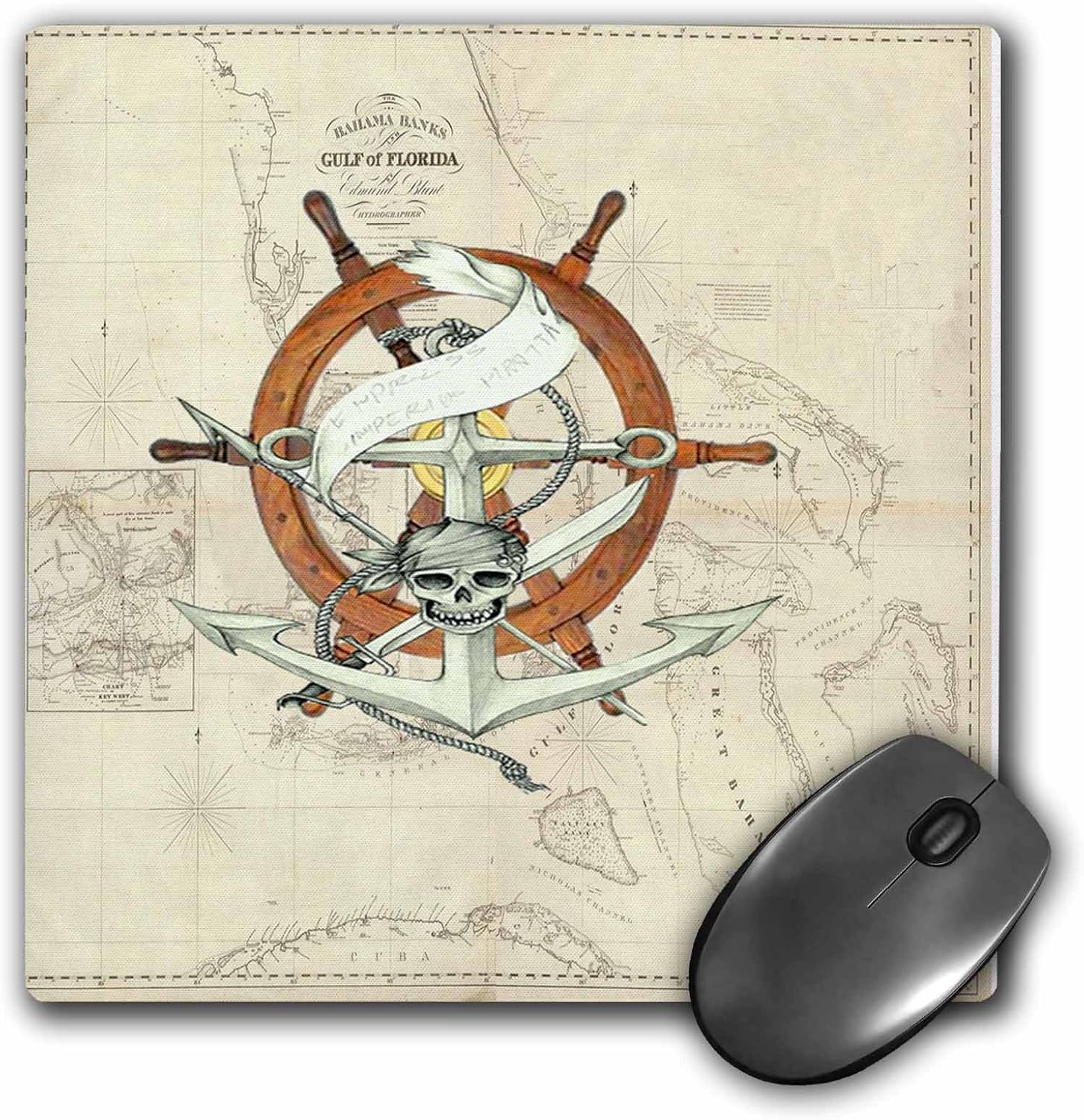 3d 玫瑰哑光鼠标垫 - 8 x 8 印有复古佛罗里达州海盗车挂图 8 x 8