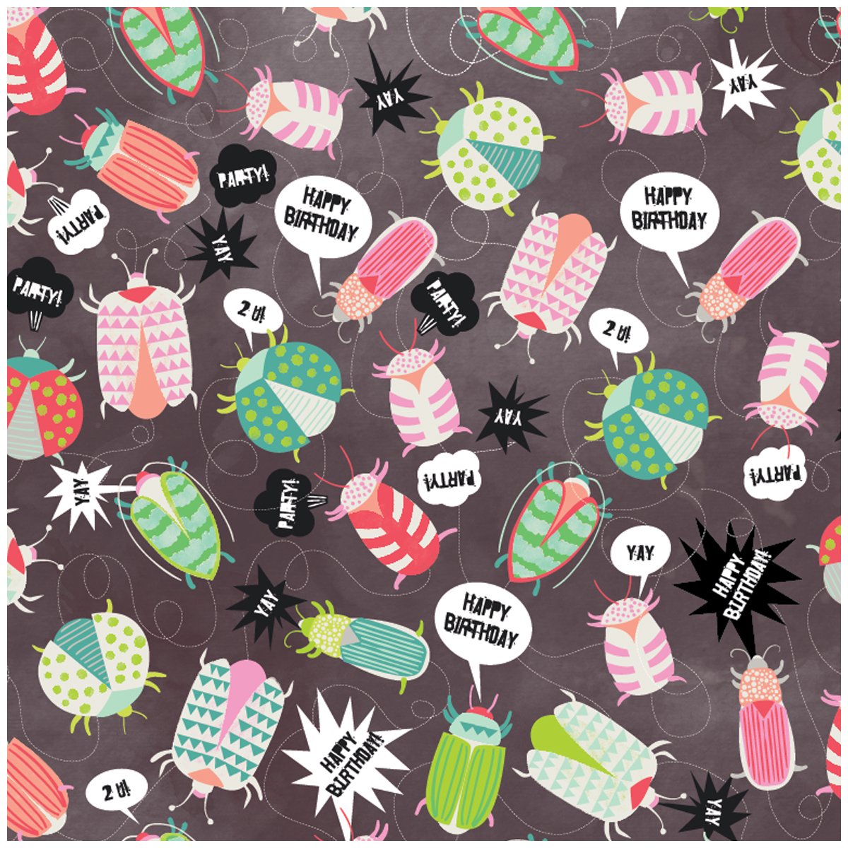 jillson roberts gift wrap, birthday beetle, 6 roll-count (r198)
