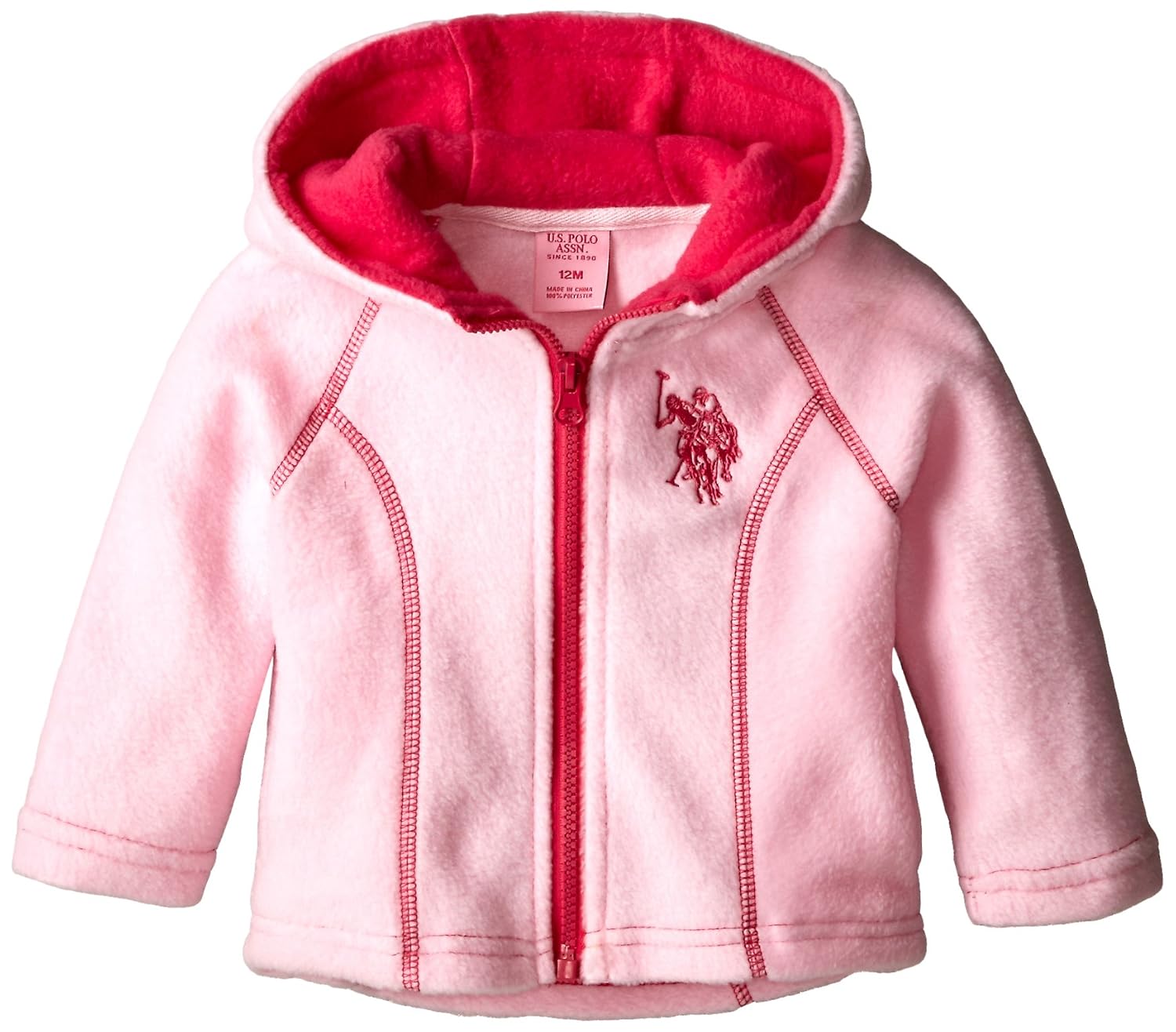 association baby-girls hi lo hem polar fleece jacket puff pink