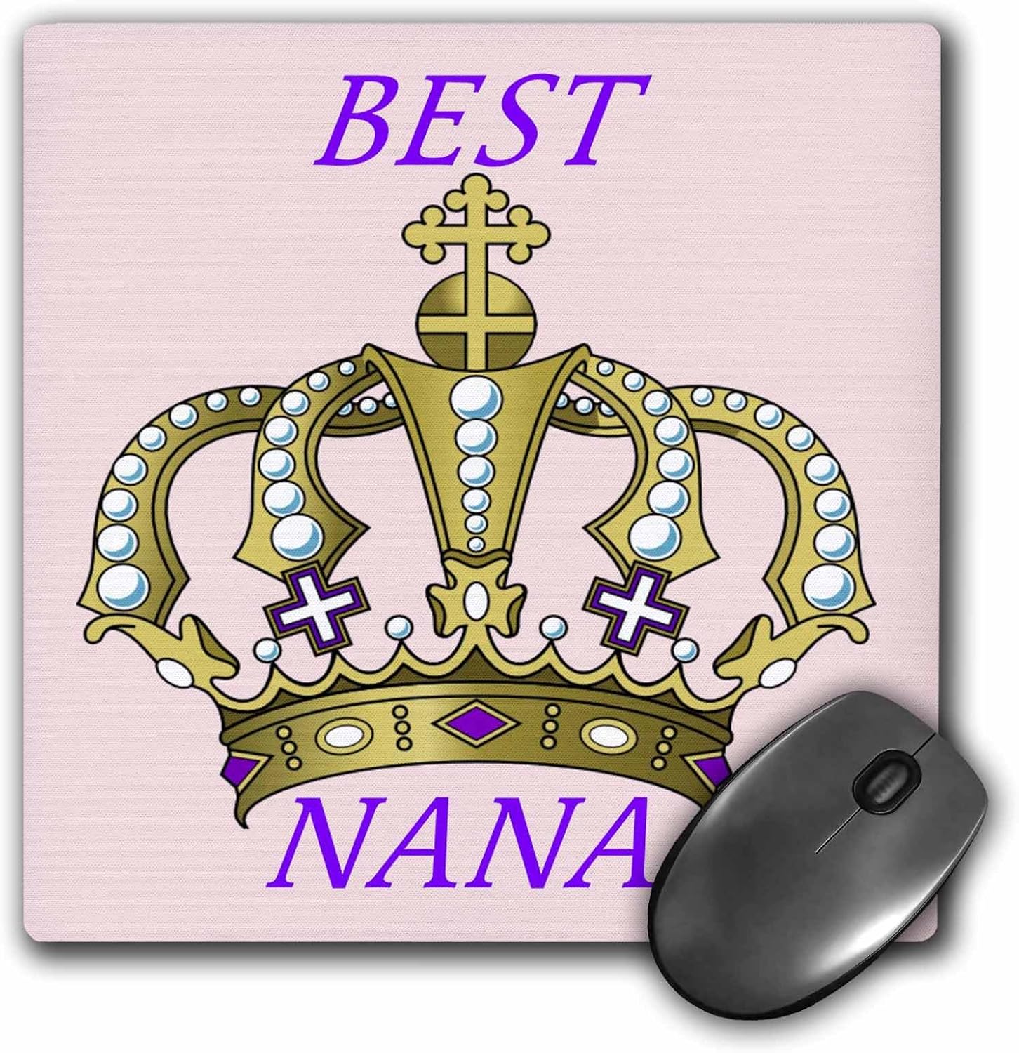 3d 玫瑰哑光鼠标垫 - 8 x 8 带文字的皇冠 best nana