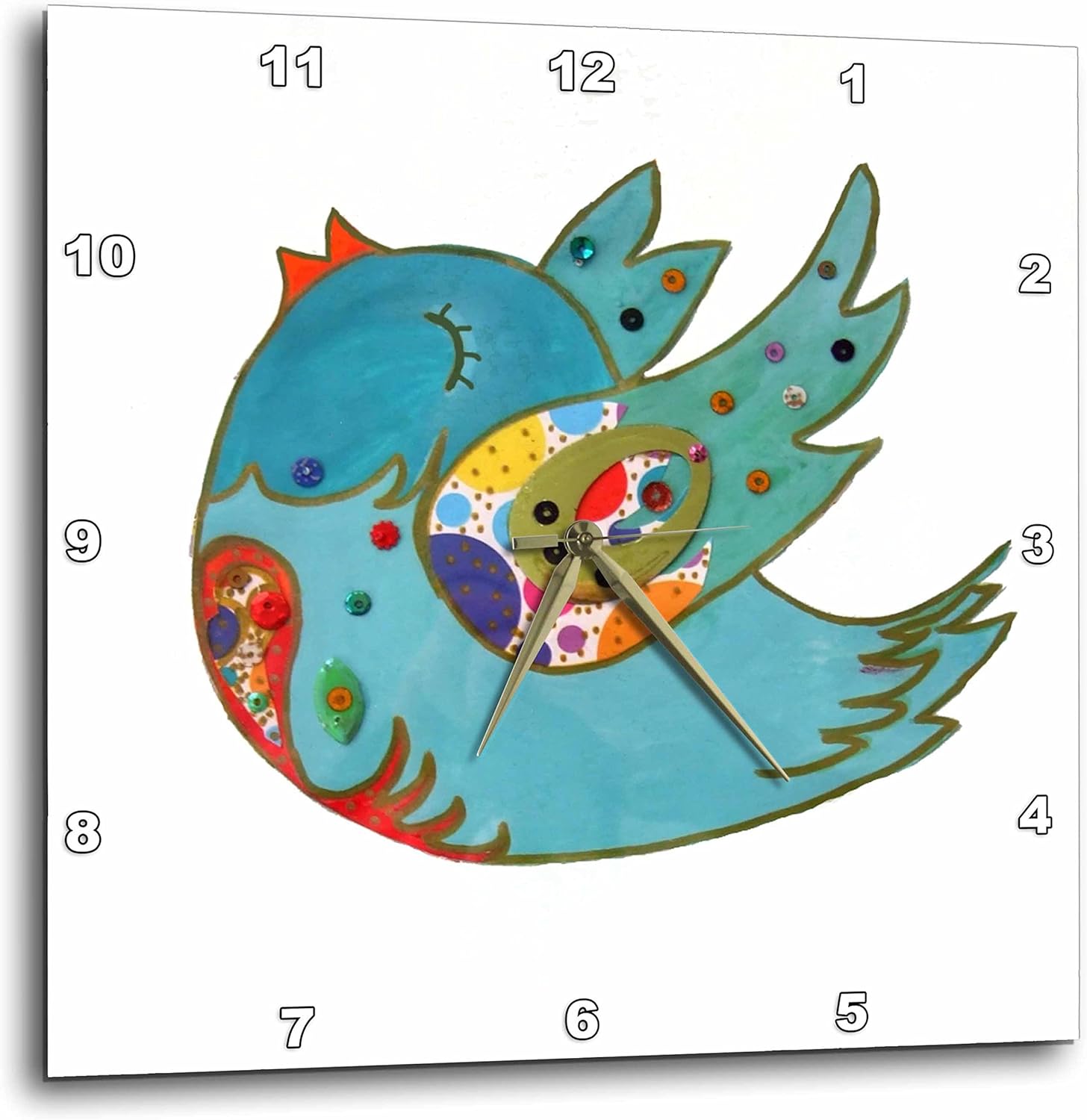 3drose dpp_113163_1 快乐蓝色小鸟可爱多彩歌曲甜美艺术多色翅膀卡通