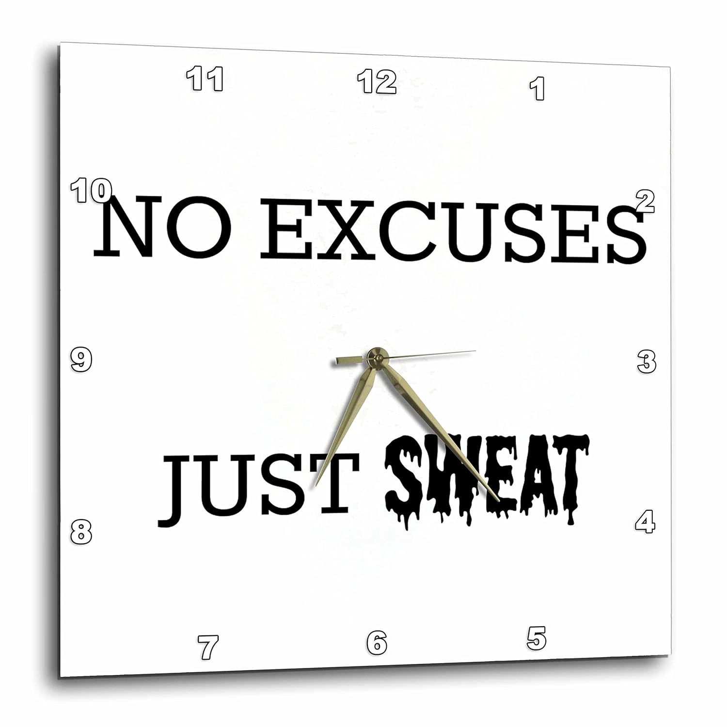 3drose dpp_200735_1 no excuses just sweat 黑色字母白色背景挂钟