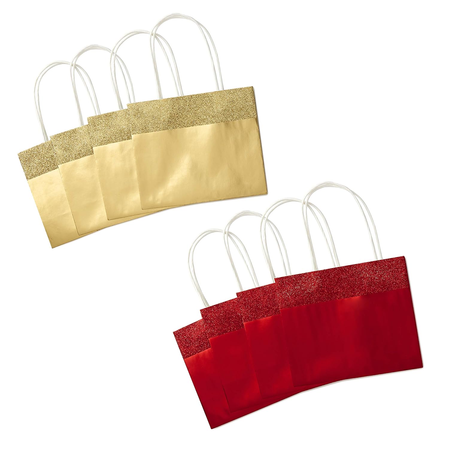 hallmark small christmas gift bags assortment, red and gold foil