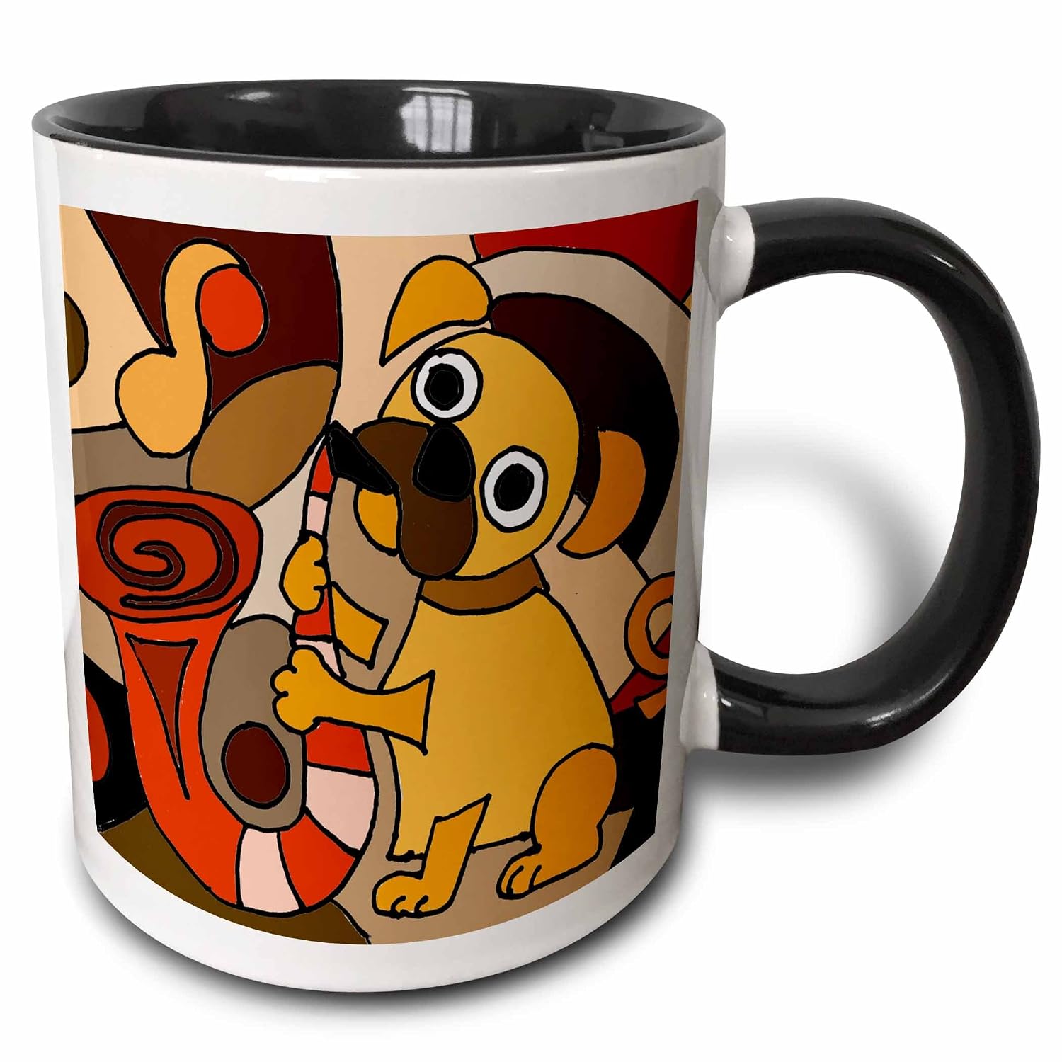 3drose mug_224776_4 趣味哈巴狗 playing 萨克斯管 现代抽象艺术