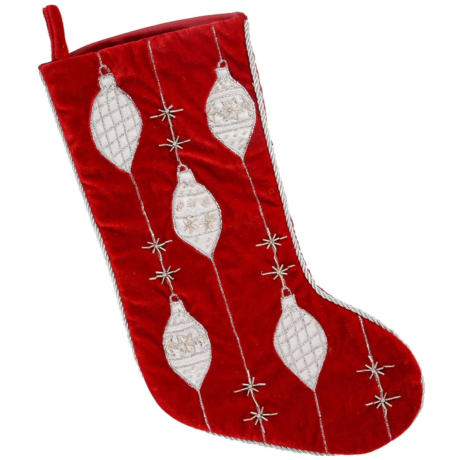 werchristmas stocking 带刺绣圣诞装饰–46cm 红色 / 银色