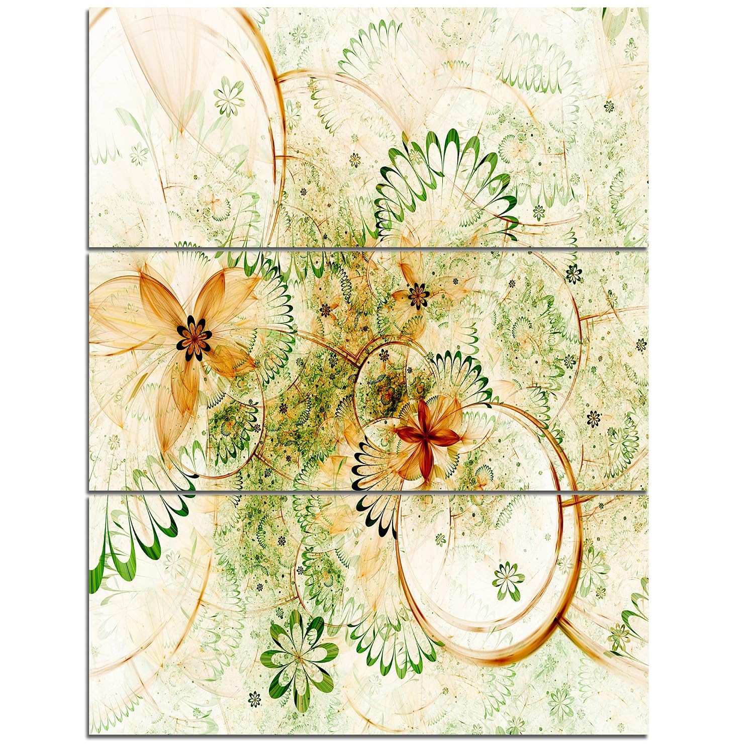 design art 黄色绿色流浪花卉形状大码花卉墙壁艺术油画 绿色 28x36