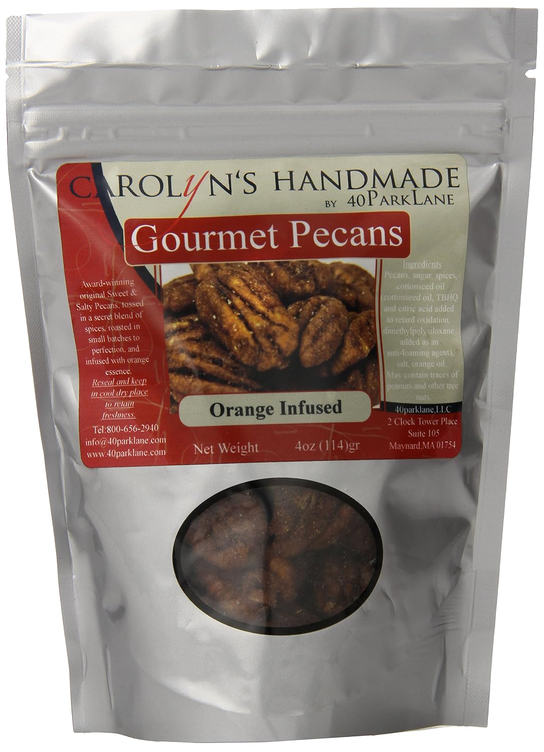carolyns handmade gourmet platinum snack bag, orange pecans, 4