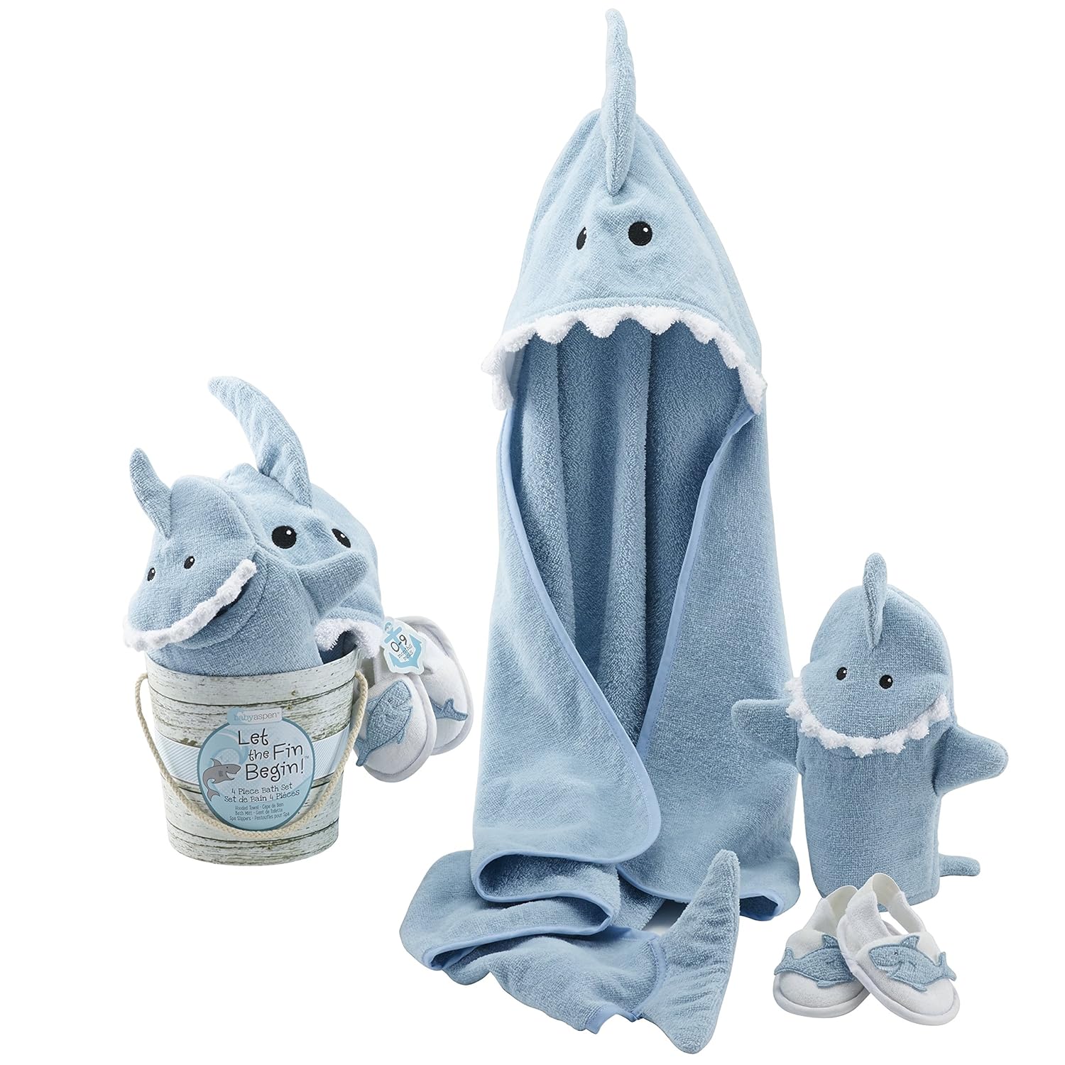 baby aspen four-piece gift set, let the fun begin, blue