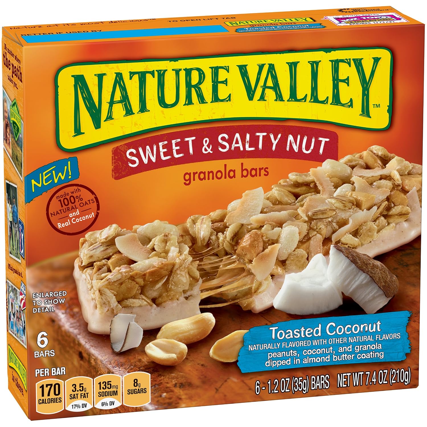 nature valley granola bars, sweet and salty nut, toasted coconut