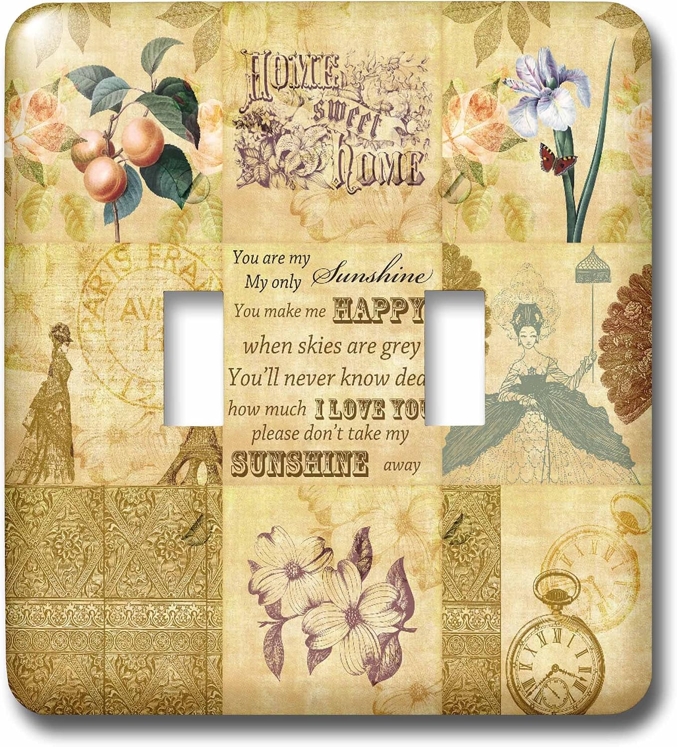3drose lsp_79374_2 复古金色艺术拼贴画 apricots and you are my