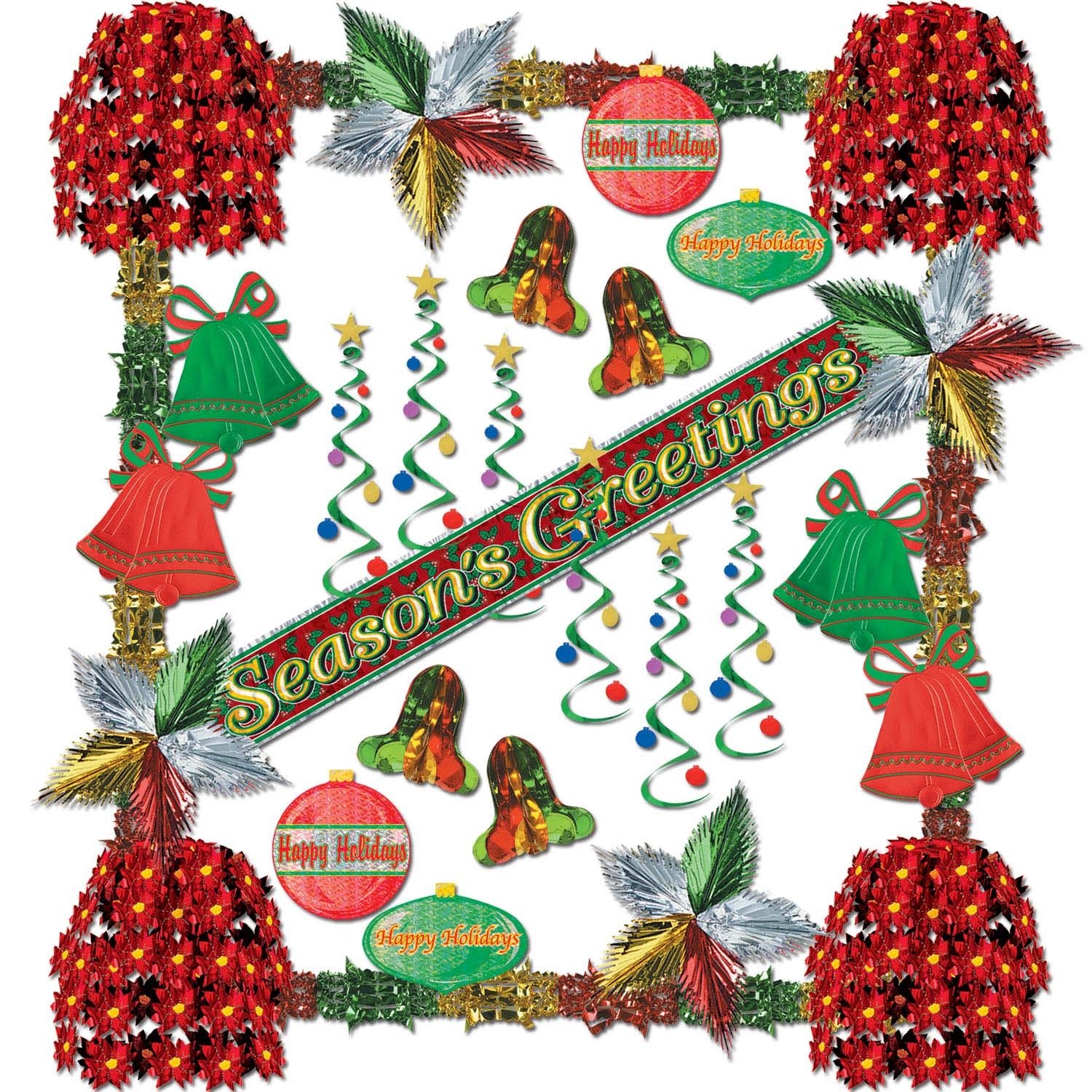 beistle 31-piece seasons greetings reflections decorating kit