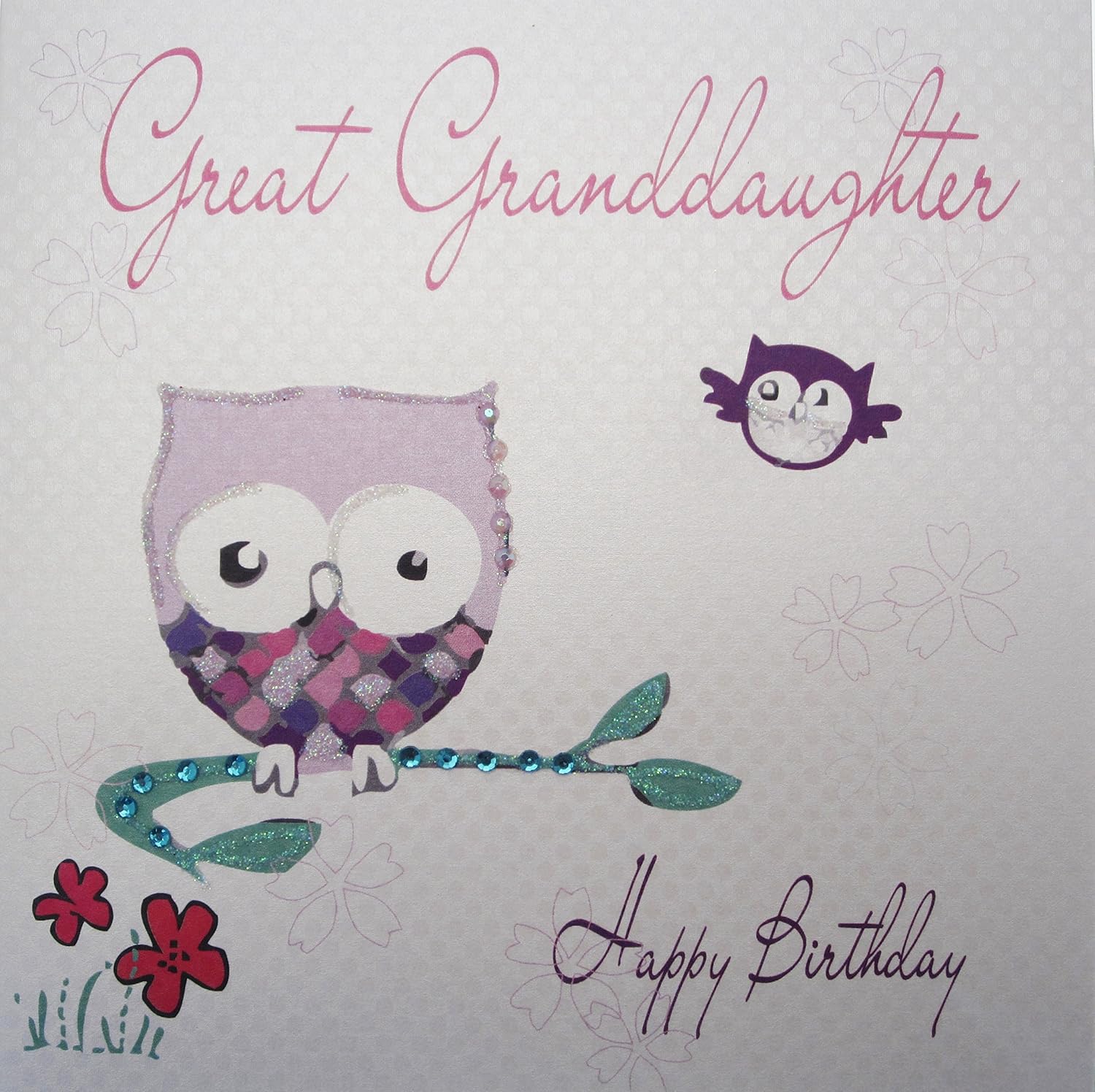 white cotton cards owl great granddaughter happy birthday 手工