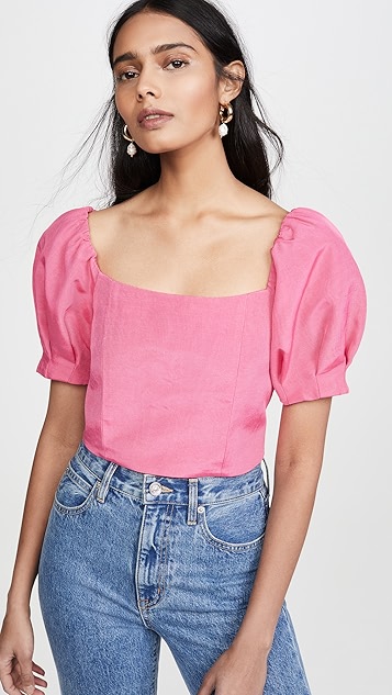 alice   olivia joslyn 泡泡袖短款上衣