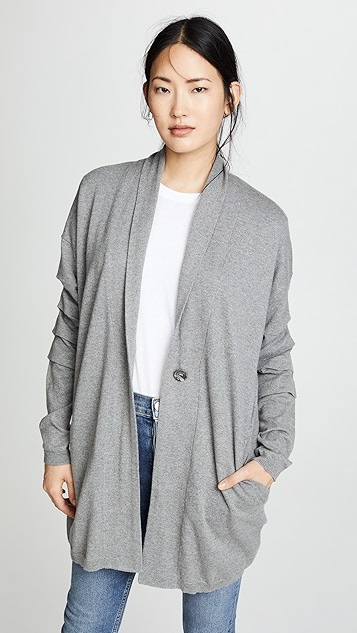 围巾式领开襟衫