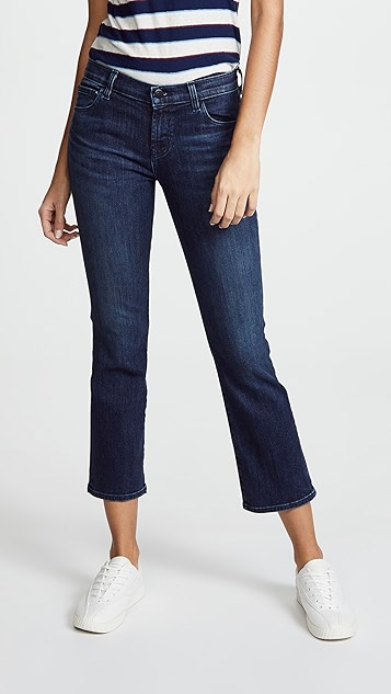 selena 中裆九分微喇牛仔裤