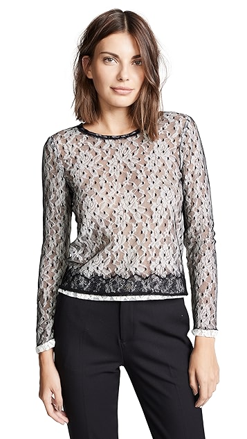 多层圆点网眼上衣