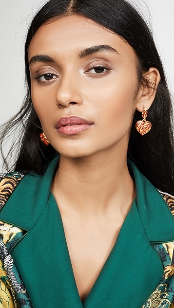 oscar de la renta 彩绘心形耳环