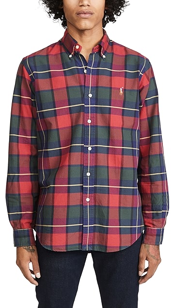 polo ralph lauren 牛津格子系扣衬衣