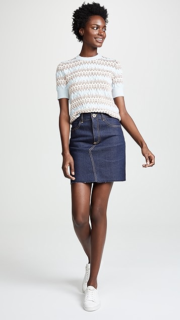 毛边下摆迷你裙