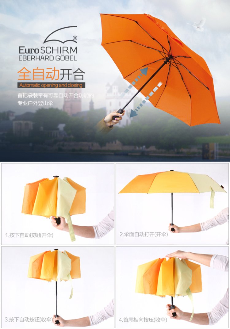 【2016新品 德国百年伞具时尚格子系列】Euroschirm 德国风暴伞超轻超迷你伞进口五折伞手机腰带伞/自动折叠伞 晴雨伞太阳伞商务伞男士 ...