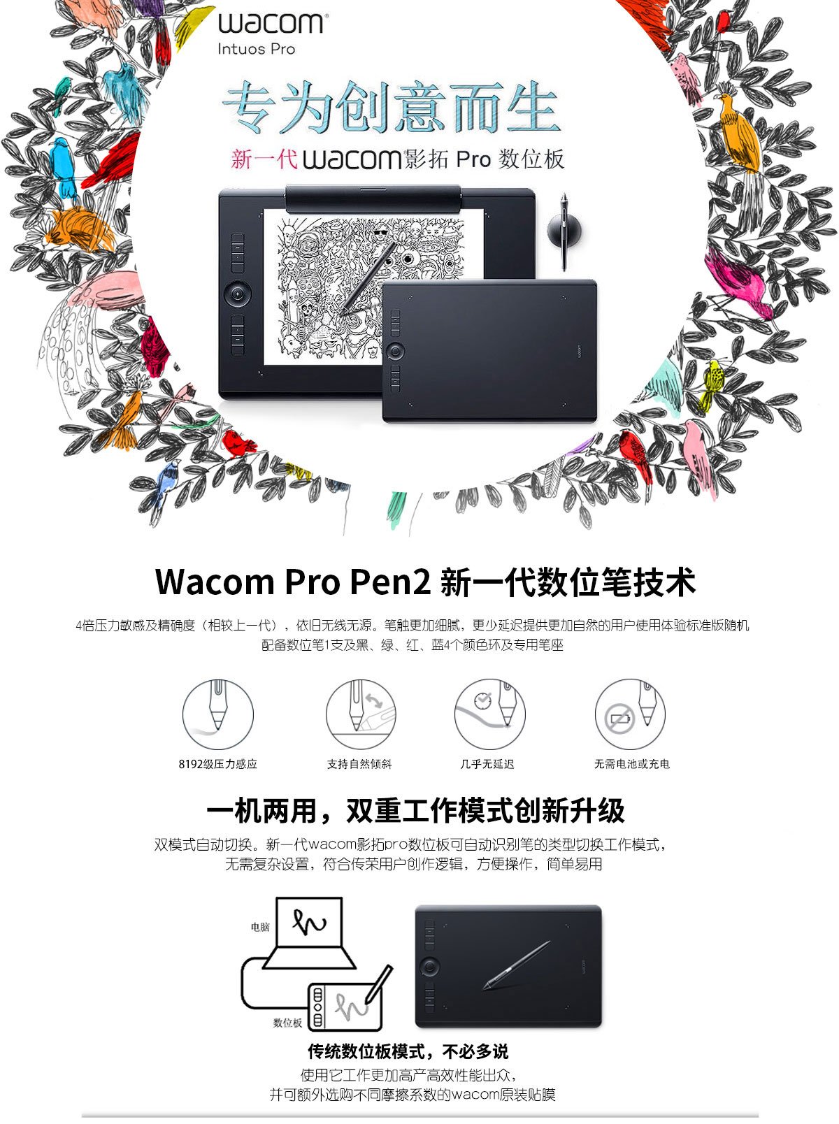 wacom 和冠 影拓pro 数位板 pth-660/k1-f 触控intuos专业手绘图绘画