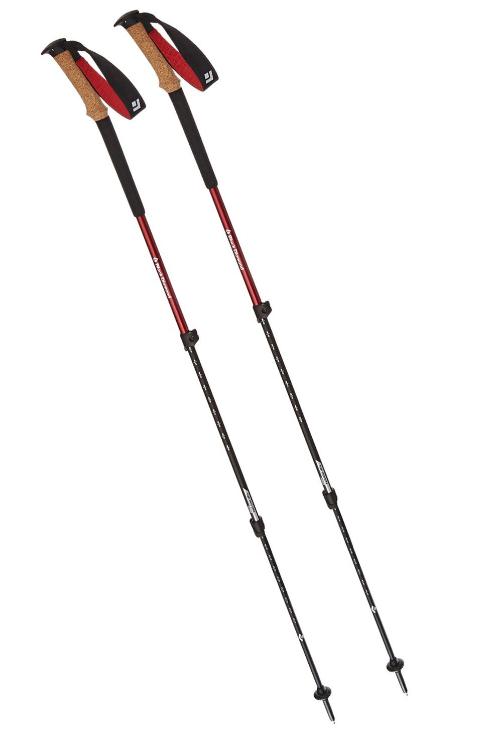 black diamond 微倾软木手柄登山杖 112153 火红色 均码(一对装,加长