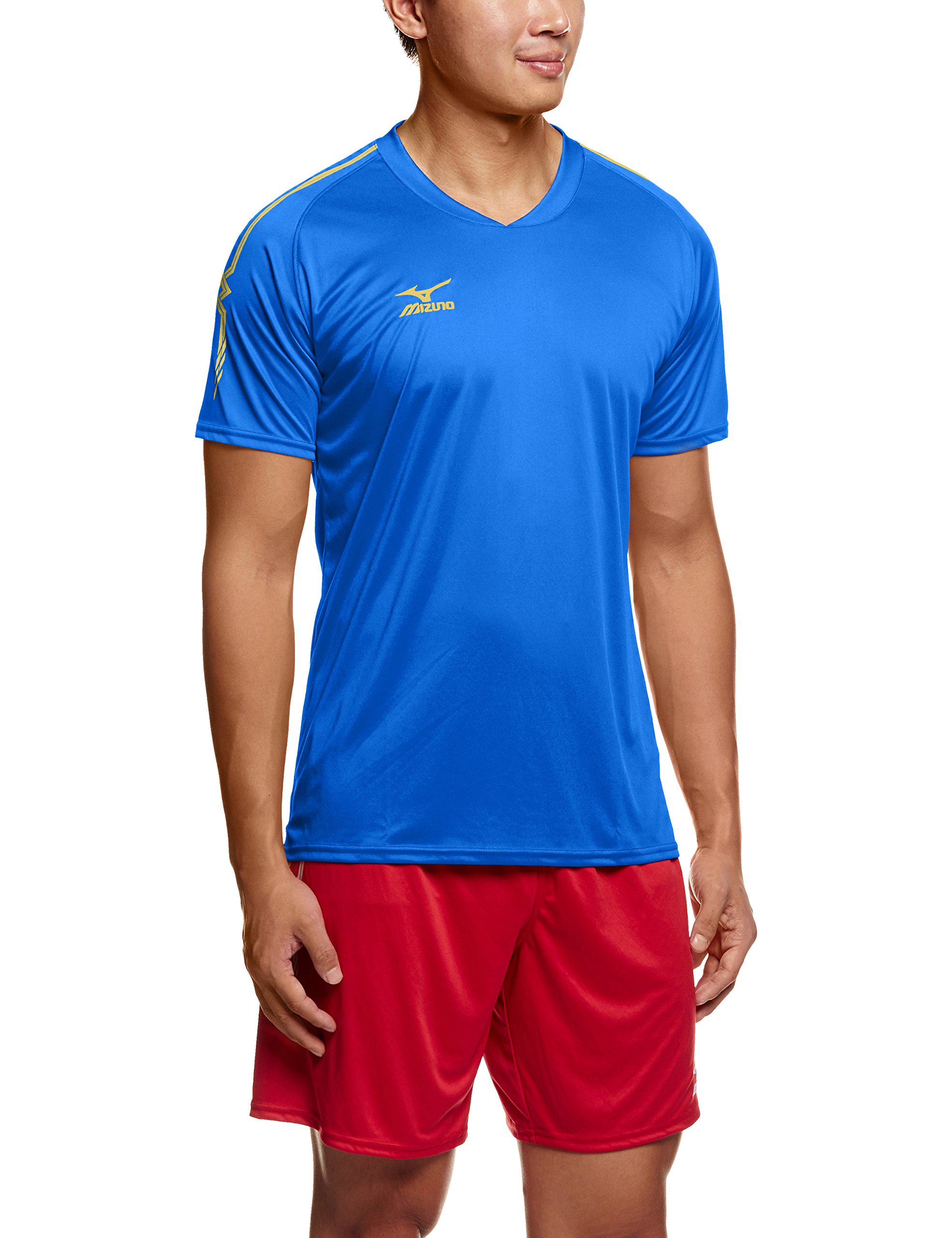 mizuno 美津浓 男式 v领短袖t恤 32ca6602-2500l 宝蓝 175/96a
