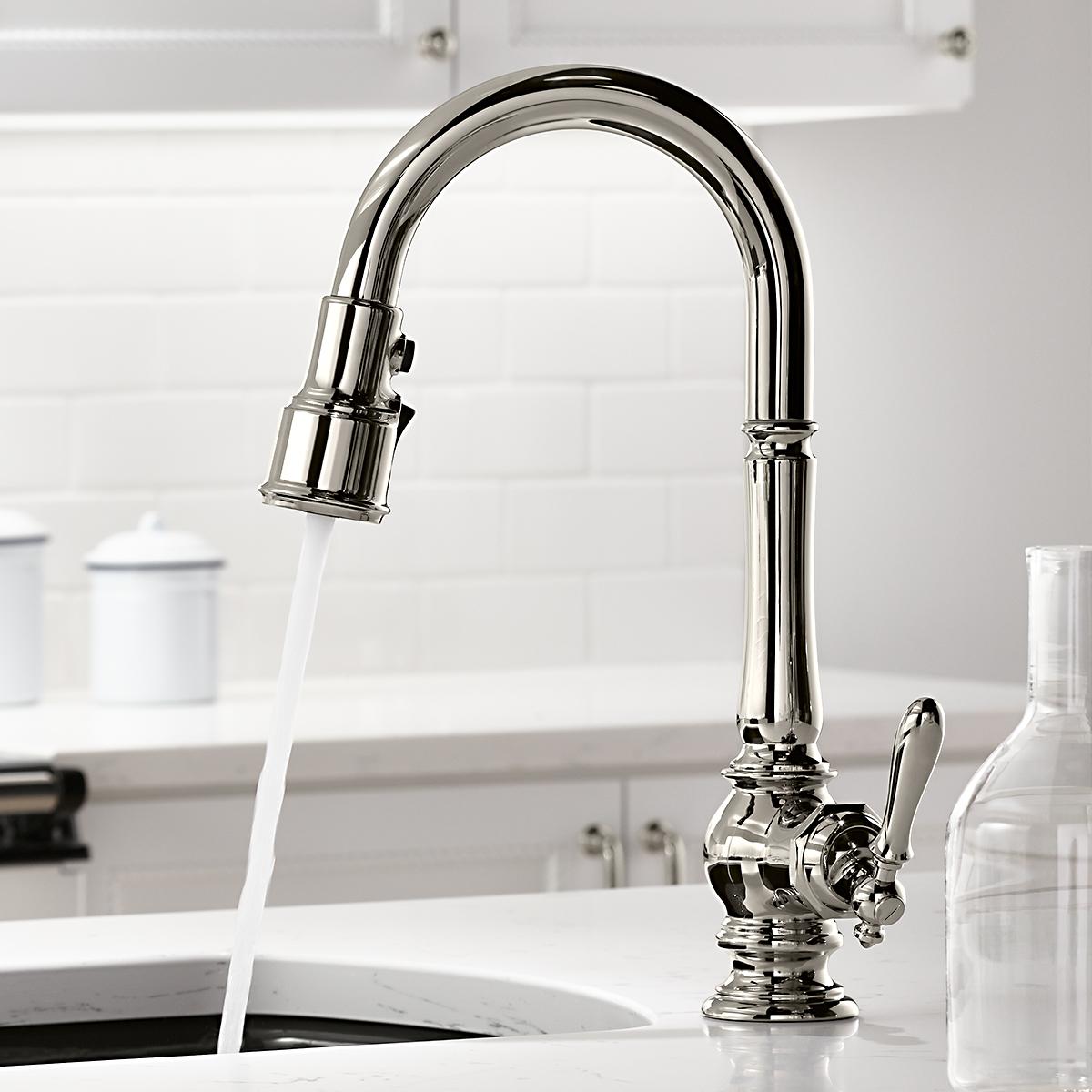 kohler artifacts 2孔厨房水槽水龙头和14 – 11 / 11英寸秋千喷头