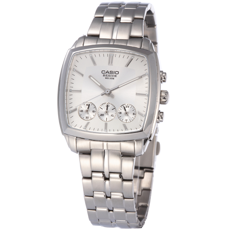 casio 卡西欧beside系列实用酒桶型三眼石英男表bem-505d-7a