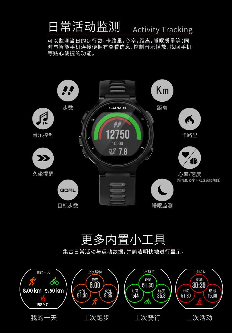 【官方旗舰店】garmin 佳明 forerunner735xt 中文版 多功能光电心率