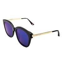 Jimmy Orange 吉米橙 太阳镜女士板材大框墨镜偏光遮阳镜时尚驾驶镜J5103BKBU黑框-仿冰蓝片(亚马逊自营商品, 由供应商配送)