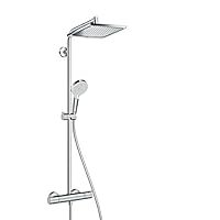 hansgrohe 汉斯格雅 Crometta E 240 1jet 淋浴管 EcoSmart 9升/分钟 Chrome 27281000，带恒温器，2件套