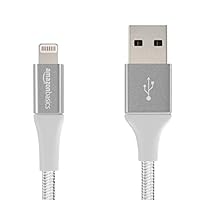 Amazon基本款 双重编组尼龙制 USB A to 闪电电缆（已通过Mfi认证）L6LMF060-CS-R 10cm 银色