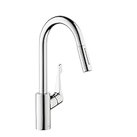 Hansgrohe 汉斯格雅 Cento XL 单手柄厨房龙头带拉出式喷雾和旋转喷口，镀铬
