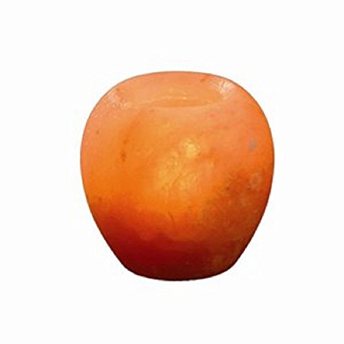 25 inch apple shaped salt rock tea light candle holder, beige