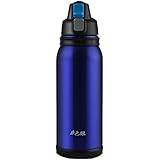 力巴铁不锈钢时尚保温杯运动水壶旅行水杯学生保温壶 600ML 蓝色